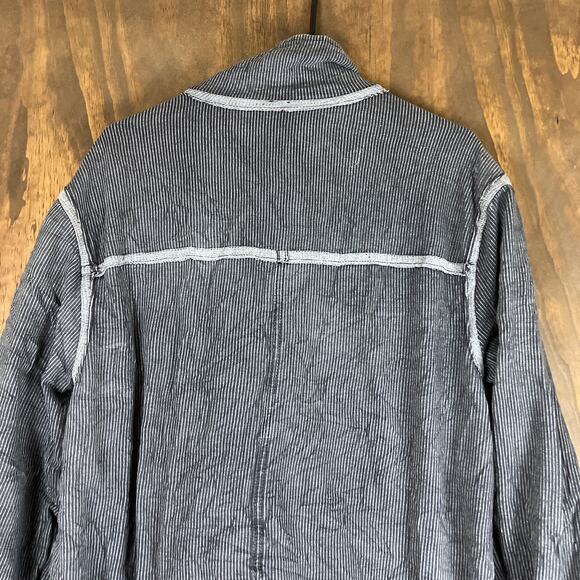 Free People Womens Jacket Gray Charcoal Railroad Stripe Moto Stretch Small - Picture 11 of 12